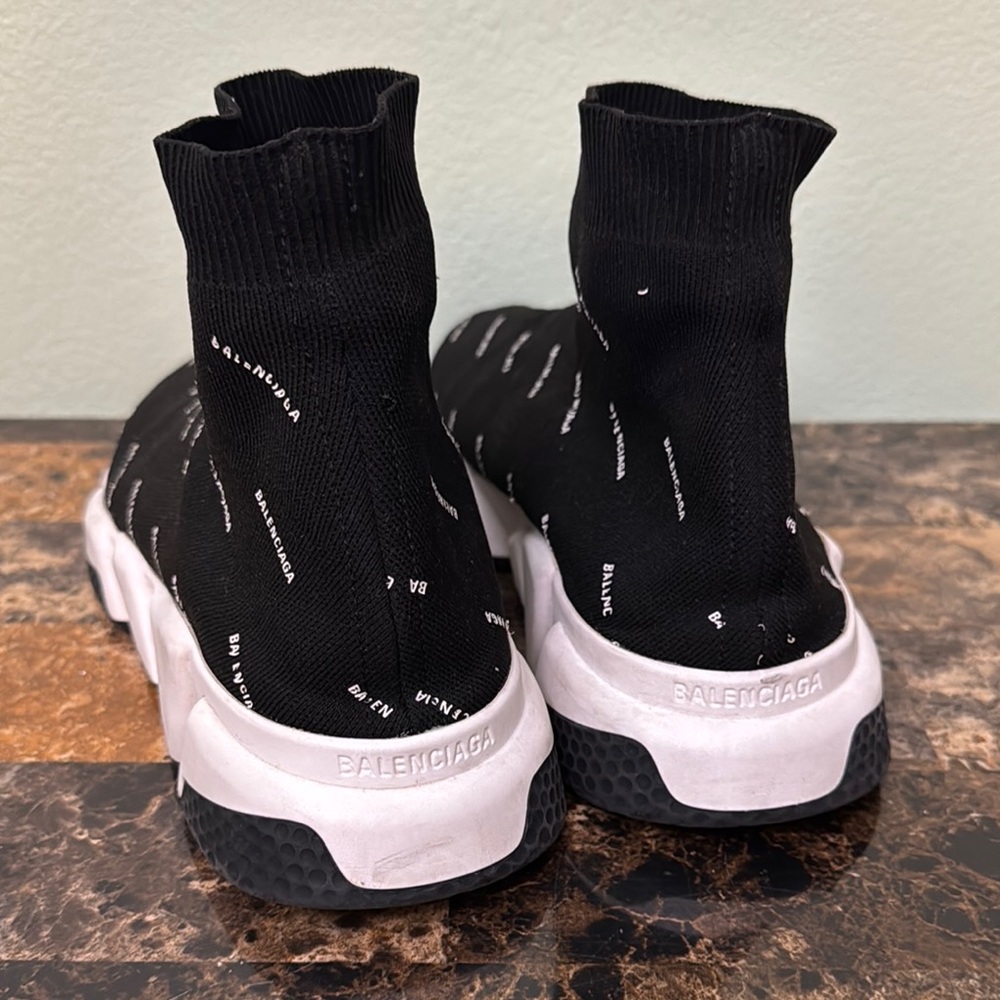 Balenciaga Black and White Sock high top speed sock Sneakers size 10 - Picture 2 of 12